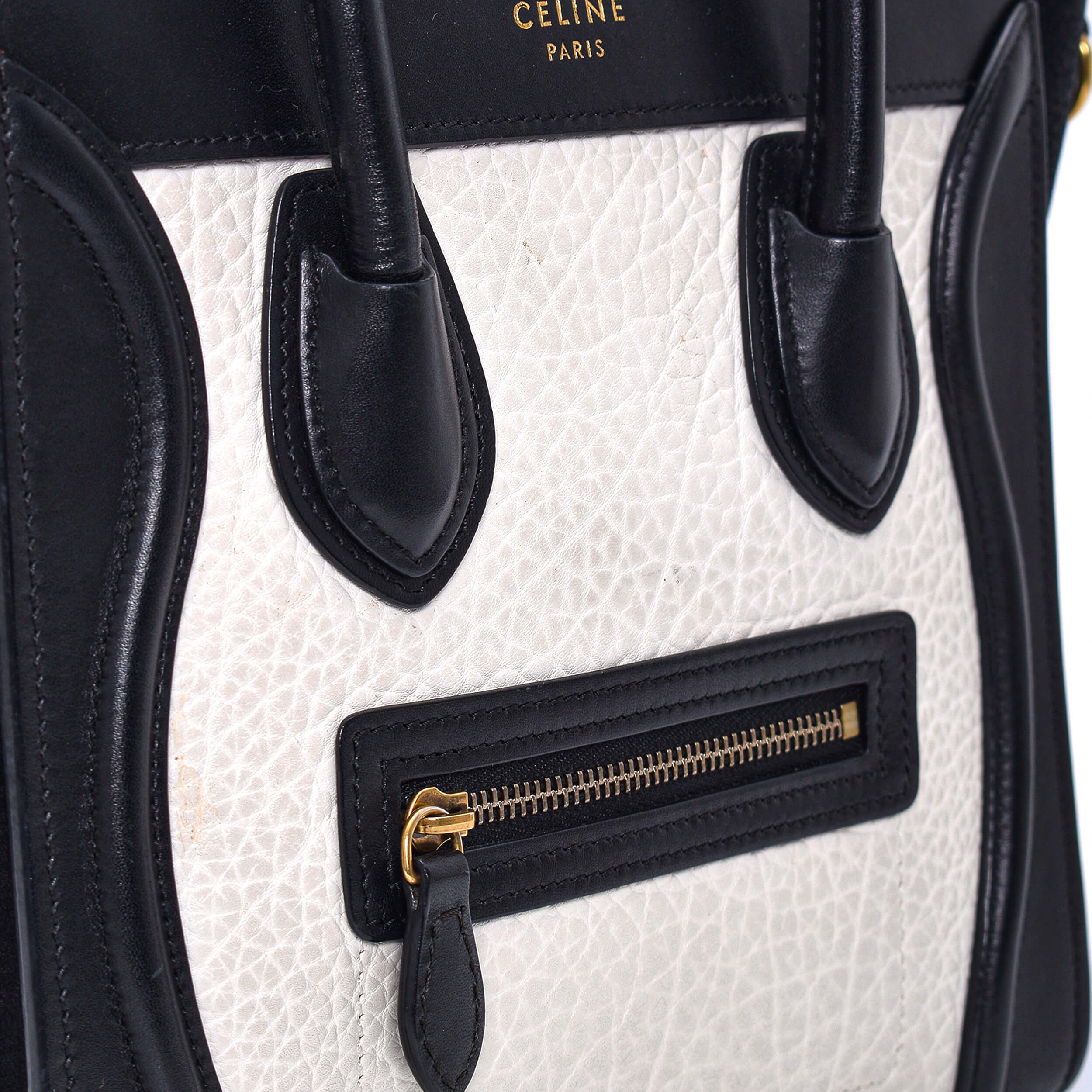 Celine - Black & White Leather Nano Luggage Bag